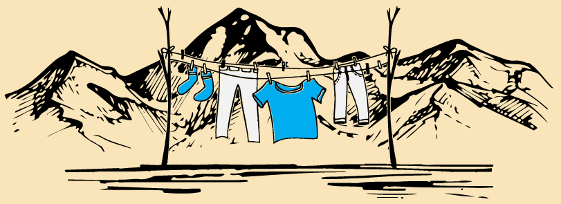 Mountains with a clothesline in the foreground